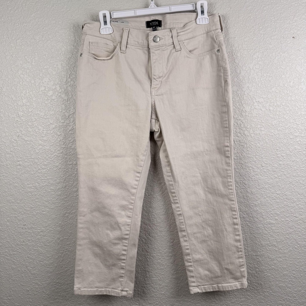 NYDJ Capri Pants Womens 8P (30x20) Beige Alina Lift Tuck Stretch Jeans Cropped